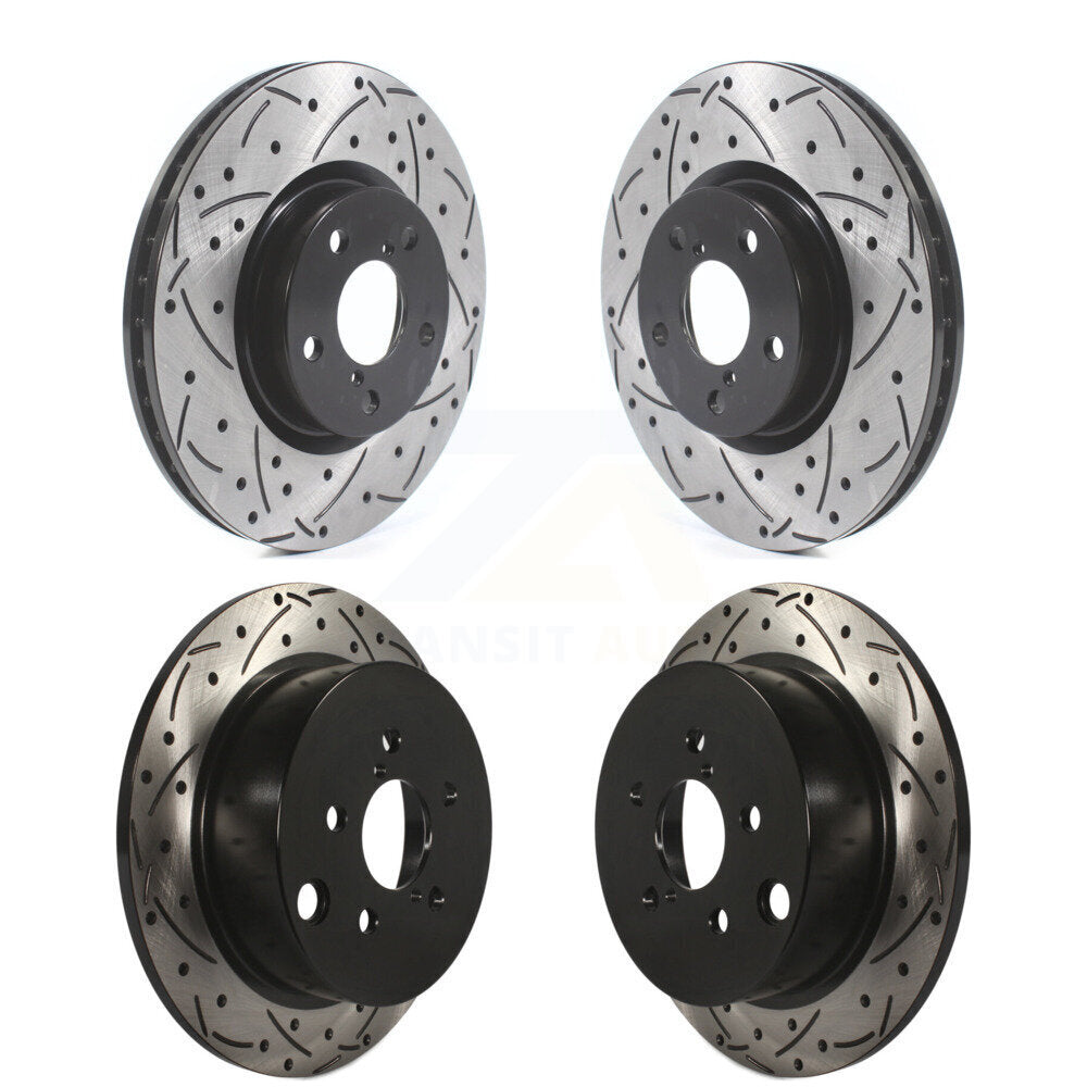 Coated Drilled Slotted Disc Brake Rotors Front Rear Kit For Subaru Impreza