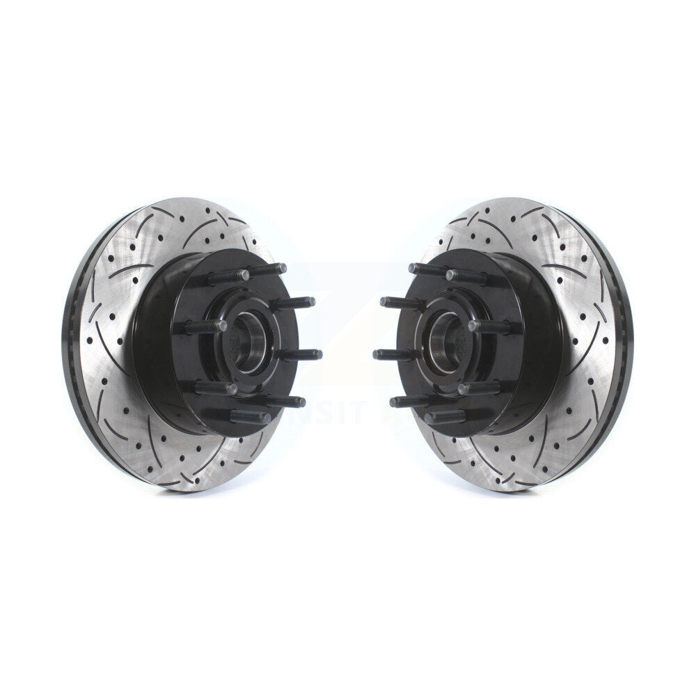 Coat Drill Slot Disc Brake Rotors Hub Front Pair For Ford F-350 Super Duty F-250