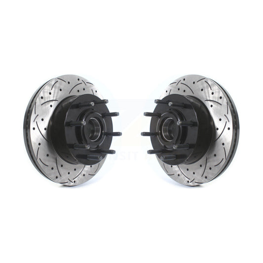 Coat Drill Slot Disc Brake Rotors Hub Front Pair For Ford F-350 Super Duty F-250
