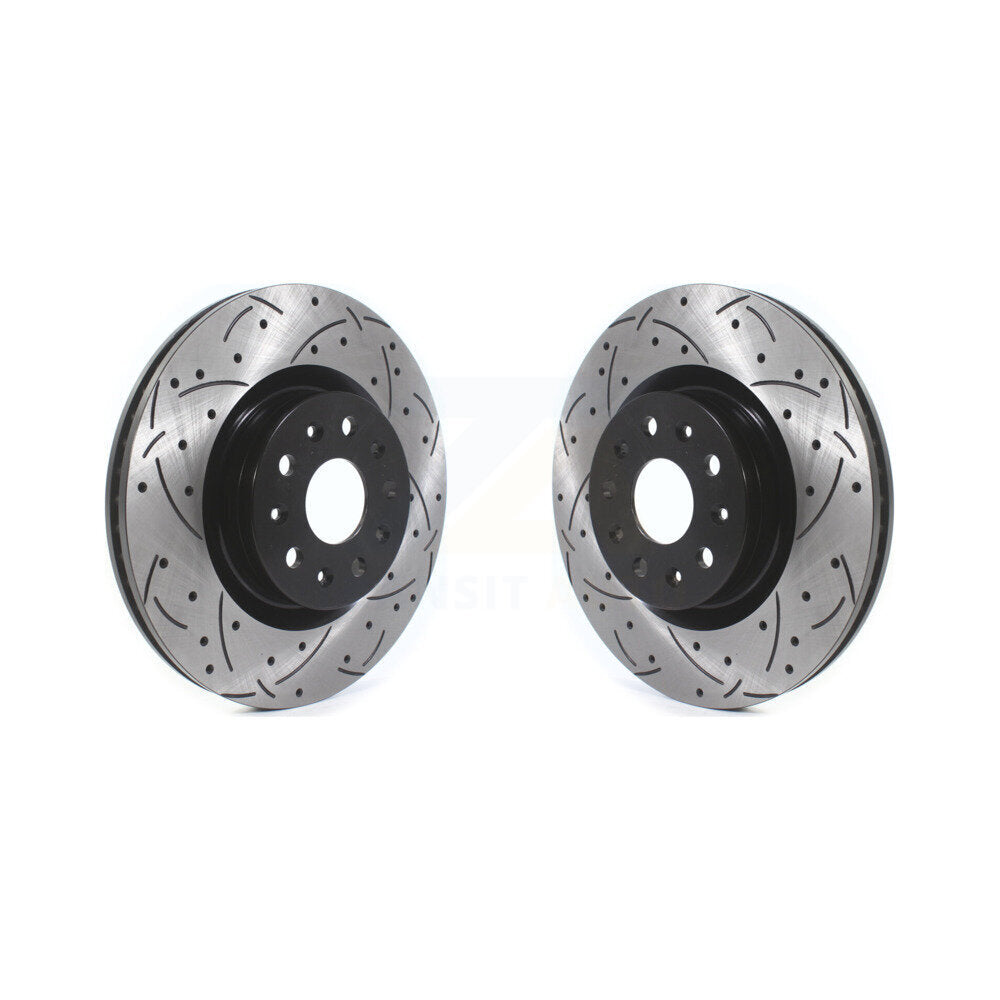 Drill Slot Disc Brake Rotor Front Pair For Chevrolet Camaro Cadillac CT5 CTS CT6