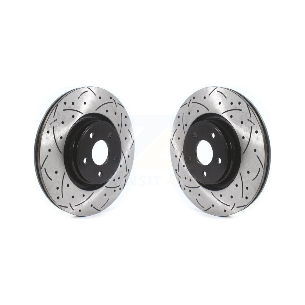 Coated Drilled Slotted Disc Brake Rotors Front Pair For Ford Focus Lincoln MKC