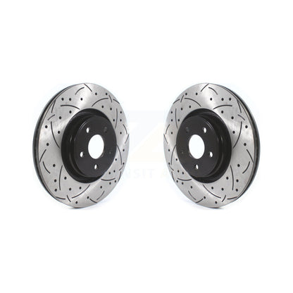 Coated Drilled Slotted Disc Brake Rotors Front Pair For Ford Focus Lincoln MKC
