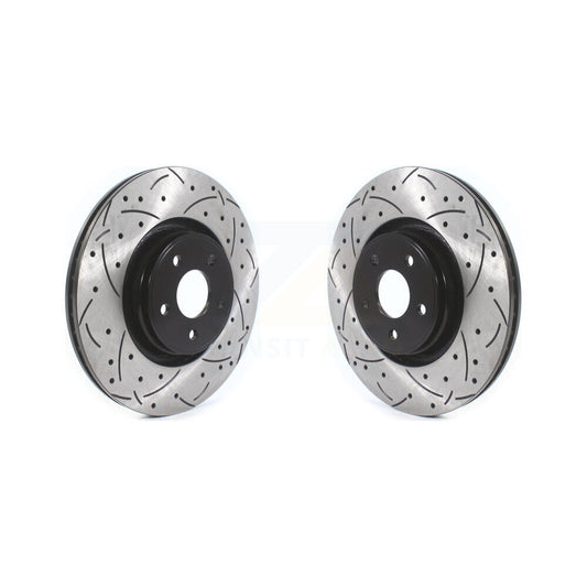 Coated Drilled Slotted Disc Brake Rotors Front Pair For Ford Focus Lincoln MKC
