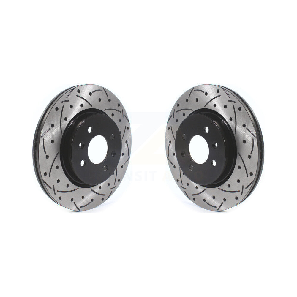 Coated Drilled Slotted Disc Brake Rotors Front Pair For Kia Rio Hyundai Accent