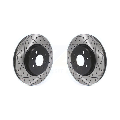 Coated Drilled Slotted Disc Brake Rotors Front Pair For Kia Rio Hyundai Accent