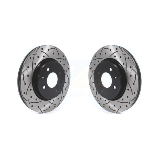 Coated Drilled Slotted Disc Brake Rotors Front Pair For Kia Rio Hyundai Accent