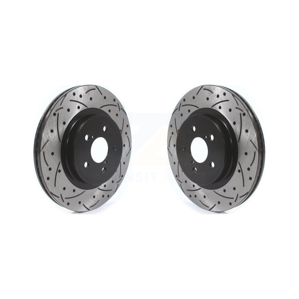 Coated Drilled Slotted Disc Brake Rotors Front Pair For Subaru Crosstrek Impreza