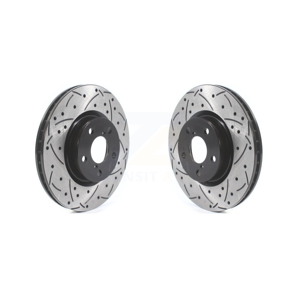 Coated Drilled Slotted Disc Brake Rotors Front Pair For Subaru Impreza