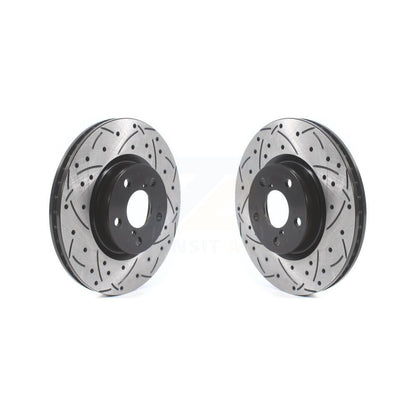 Coated Drilled Slotted Disc Brake Rotors Front Pair For Subaru Impreza