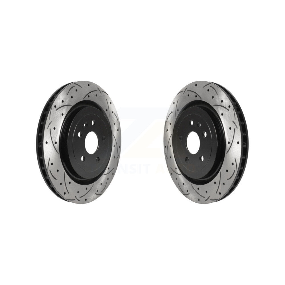 Coated Drilled Slot Disc Brake Rotor Rear Pair For Chevrolet Camaro Cadillac CTS