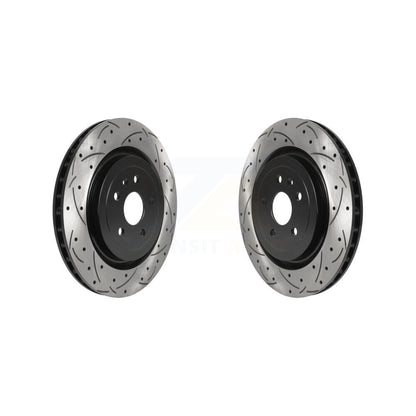 Coated Drilled Slot Disc Brake Rotor Rear Pair For Chevrolet Camaro Cadillac CTS
