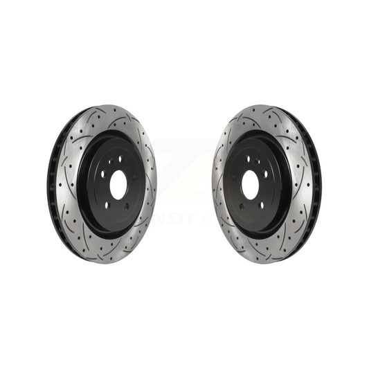 Coated Drilled Slot Disc Brake Rotor Rear Pair For Chevrolet Camaro Cadillac CTS