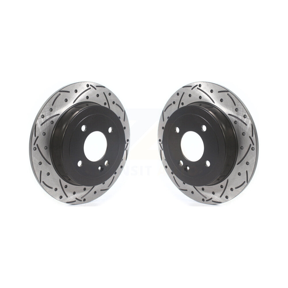 Coated Drilled Slotted Disc Brake Rotors Rear Pair For Hyundai Accent Kia Rio