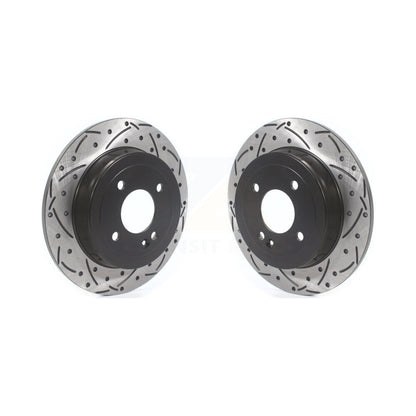 Coated Drilled Slotted Disc Brake Rotors Rear Pair For Hyundai Accent Kia Rio