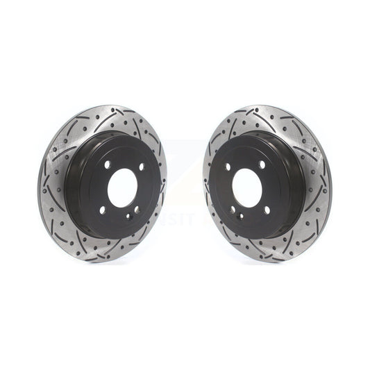 Coated Drilled Slotted Disc Brake Rotors Rear Pair For Hyundai Accent Kia Rio