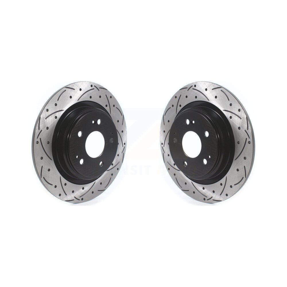 Coated Drilled Slotted Disc Brake Rotors Rear Pair For 2017-2020 Acura MDX