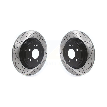 Coated Drilled Slotted Disc Brake Rotors Rear Pair For 2017-2020 Acura MDX