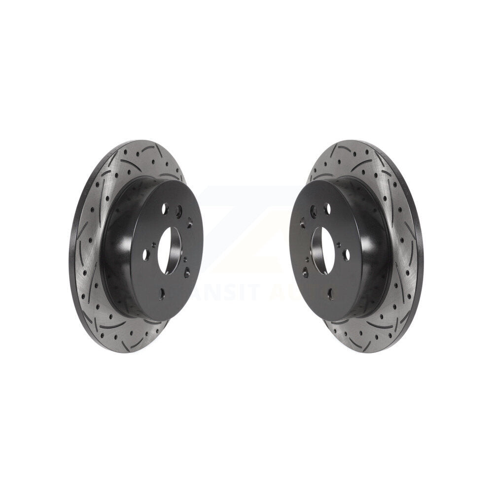Coated Drilled Slotted Disc Brake Rotors Rear Pair For Toyota Camry