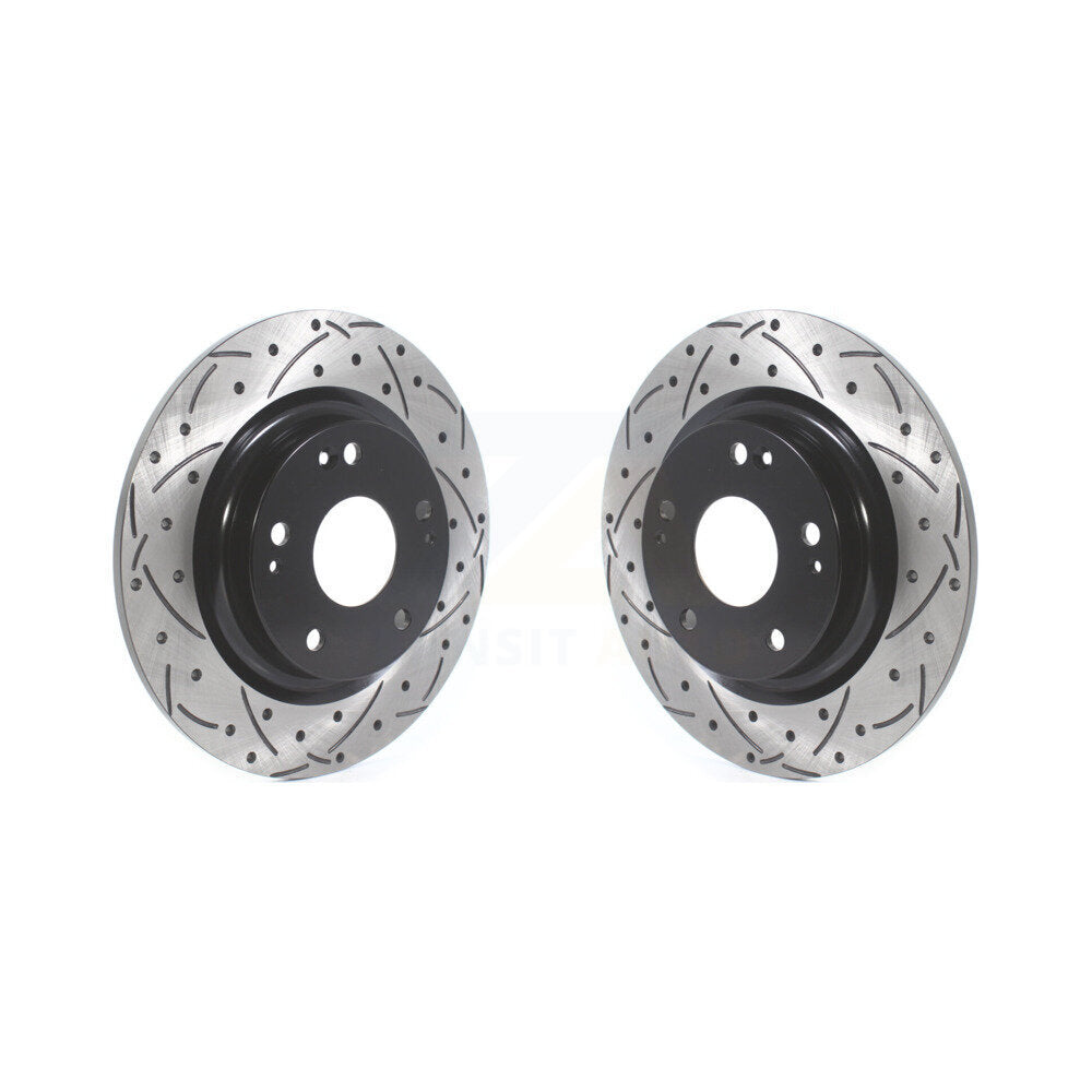 Coated Drilled Slotted Disc Brake Rotors Rear Pair For 2017-2020 Honda Civic Si