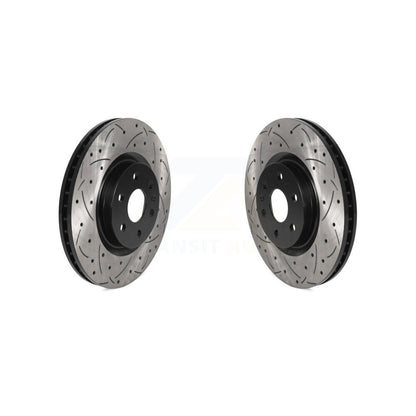 Coated Drilled Slotted Disc Brake Rotors Front Pair For Cadillac SRX Saab 9-4X