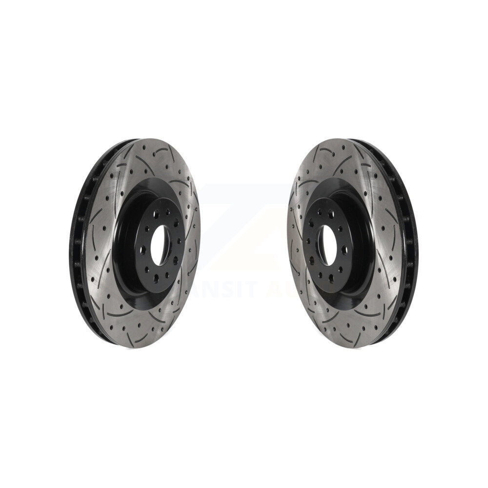 Coated Drilled Slotted Disc Brake Rotors Front Pair For 2014-2020 Fiat 500L
