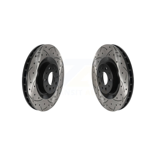 Coated Drilled Slotted Disc Brake Rotors Front Pair For 2014-2020 Fiat 500L