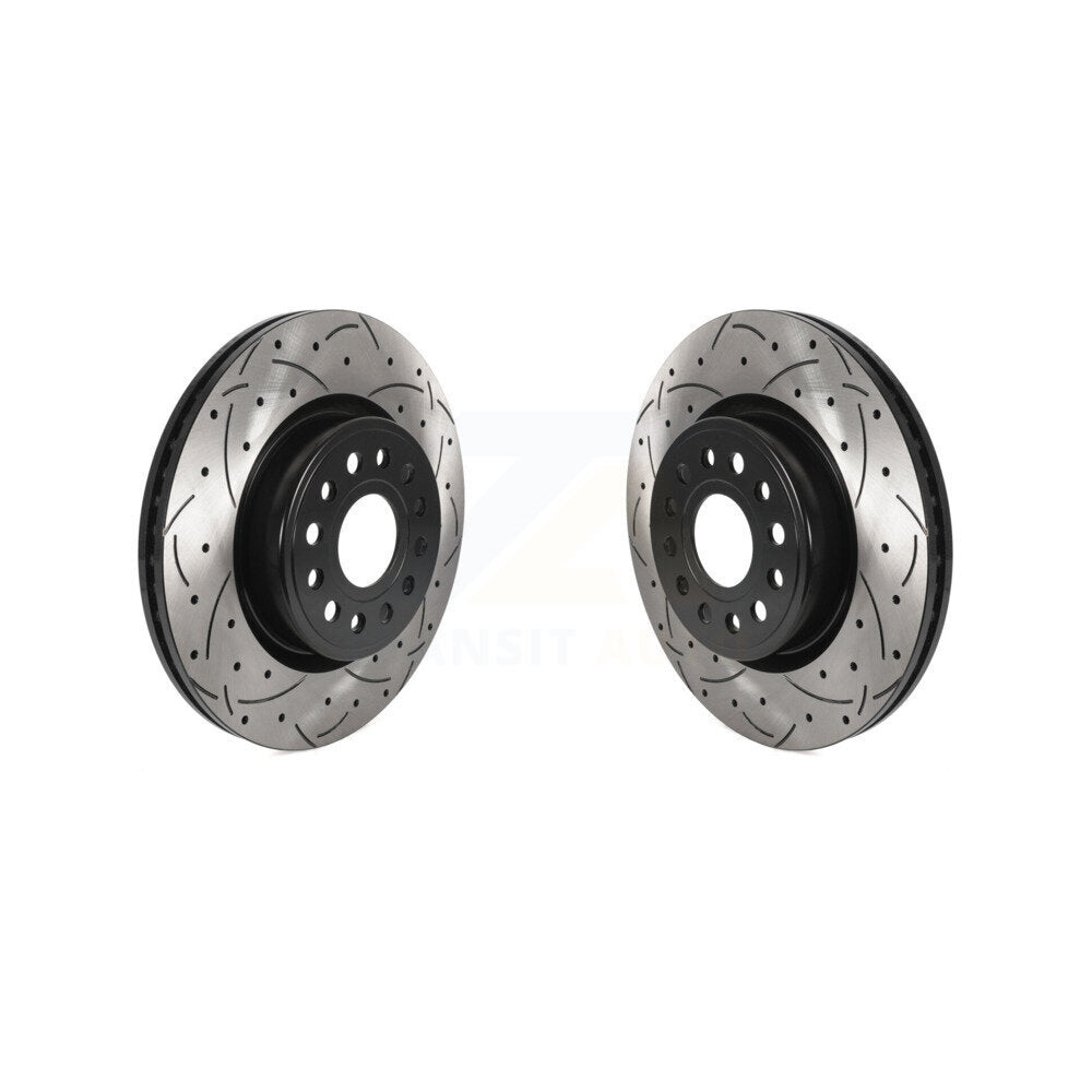 Coated Drilled Slotted Disc Brake Rotors Front Pair For Ram 1500