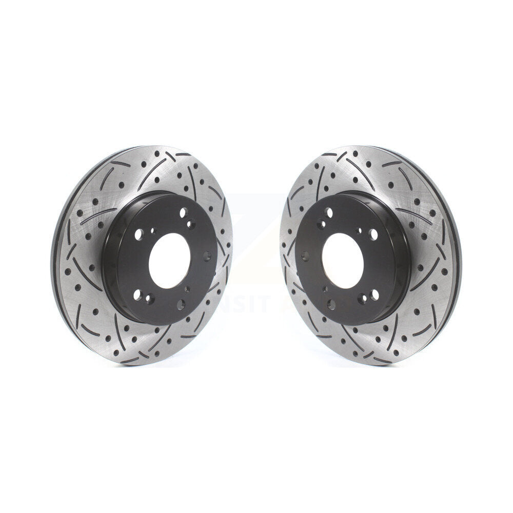 Coated Drilled Slot Disc Brake Rotors Front Pair For Honda Civic Acura RSX CR-Z