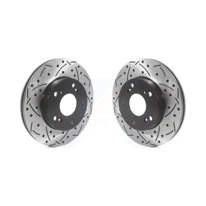 Coated Drilled Slot Disc Brake Rotors Front Pair For Honda Civic Acura RSX CR-Z