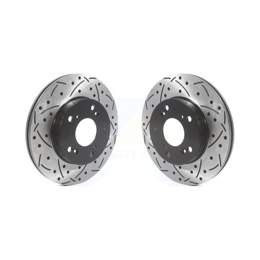 Coated Drilled Slot Disc Brake Rotors Front Pair For Honda Civic Acura RSX CR-Z
