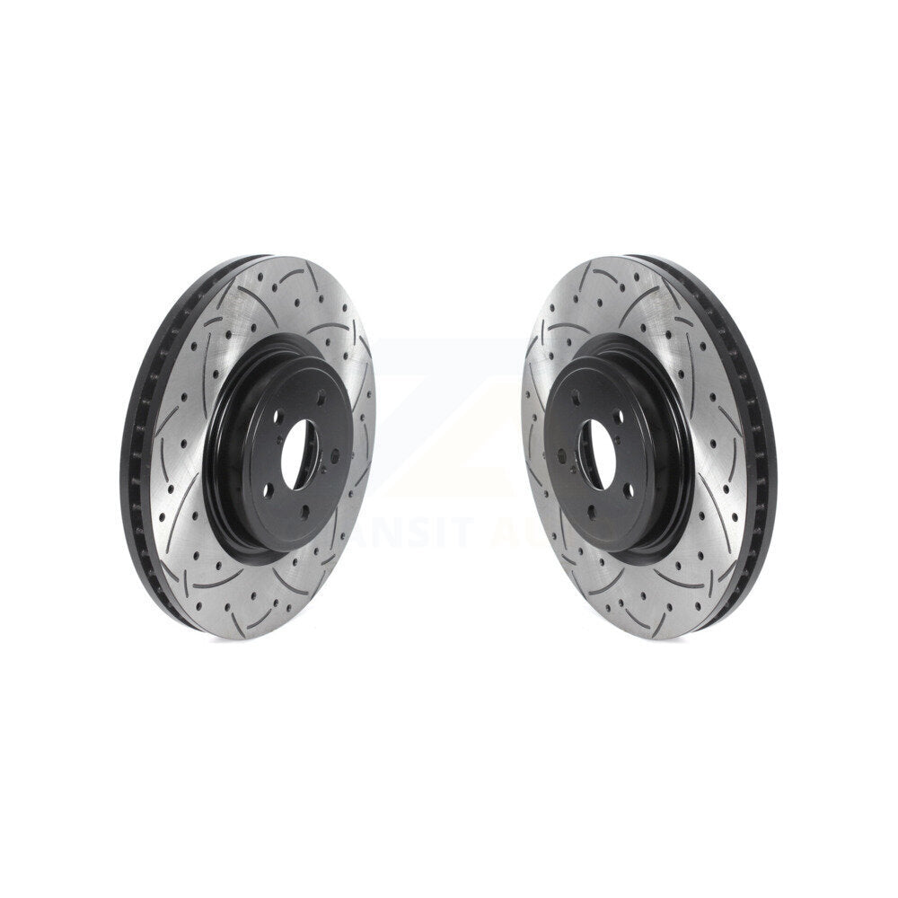 Coated Drill Slot Disc Brake Rotor Front Pair For Subaru Forester Outback Legacy