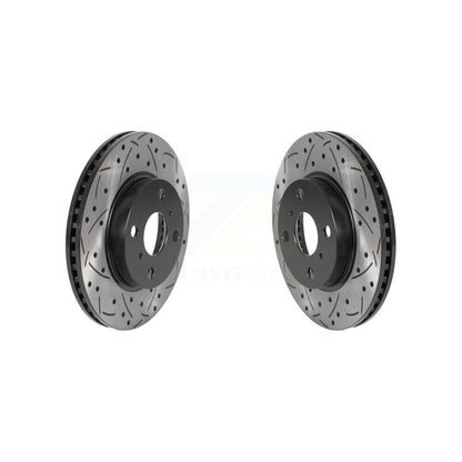 Coated Drill Slot Disc Brake Rotors Front Pair For Toyota Yaris Prius C Scion iQ