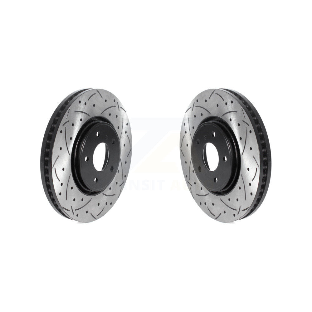 Coated Drilled Slot Disc Brake Rotor Front Pair For INFINITI FX35 FX45 FX37 QX70
