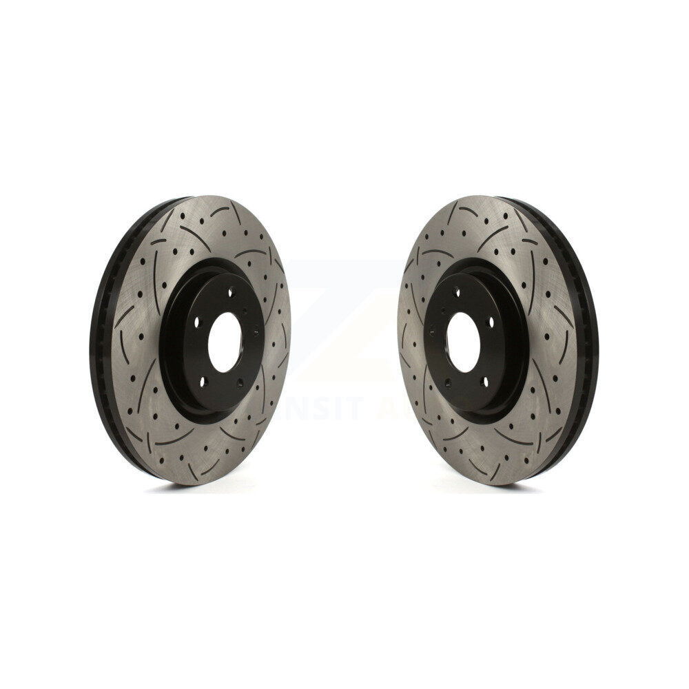Coated Drilled Slotted Disc Brake Rotors Front Pair For INFINITI G37 G35 Q60