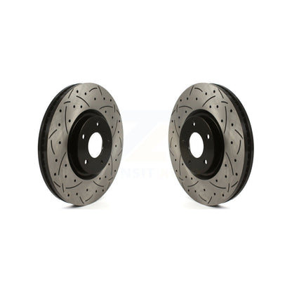 Coated Drilled Slotted Disc Brake Rotors Front Pair For INFINITI G37 G35 Q60