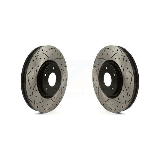 Coated Drilled Slotted Disc Brake Rotors Front Pair For INFINITI G37 G35 Q60