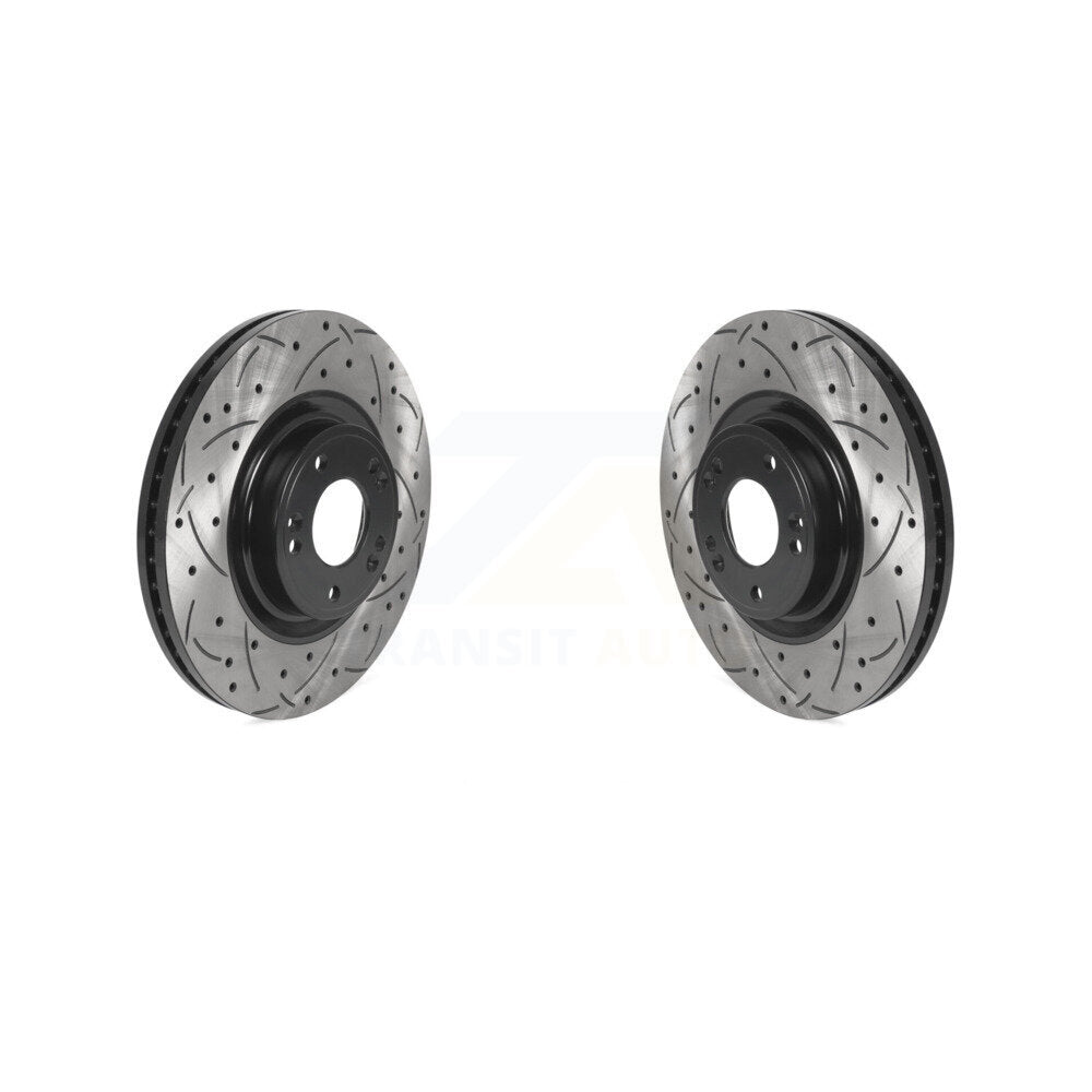 Coated Drilled Slotted Disc Brake Rotors Front Pair For Hyundai Genesis