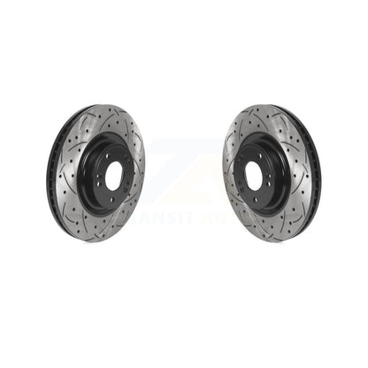 Coated Drilled Slotted Disc Brake Rotors Front Pair For Hyundai Genesis