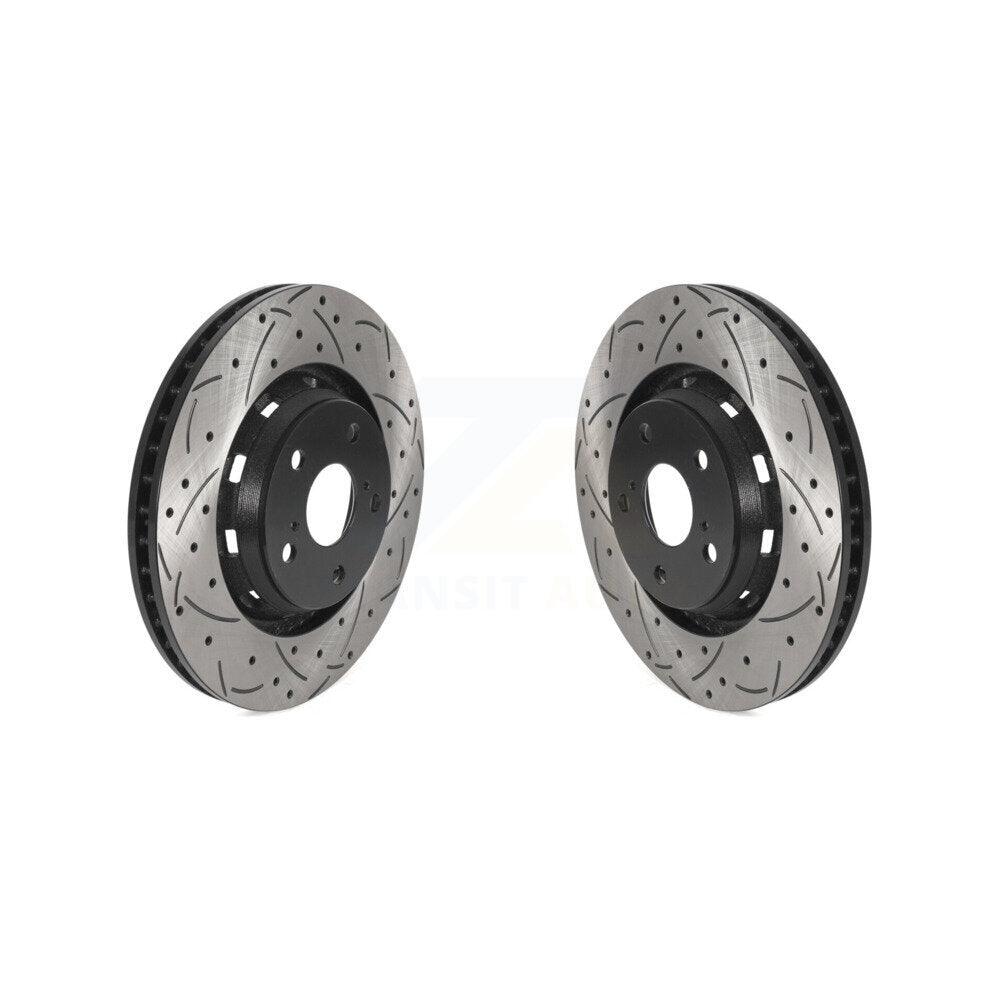 Coated Drilled Slotted Disc Brake Rotors Front Pair For 2009-2016 Toyota Venza