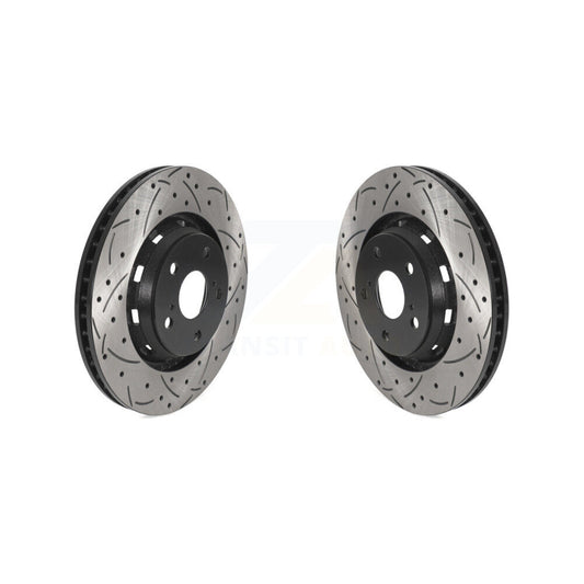 Coated Drilled Slotted Disc Brake Rotors Front Pair For 2009-2016 Toyota Venza