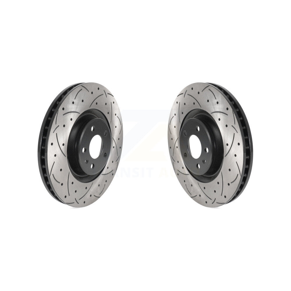 Coated Drilled Slotted Disc Brake Rotors Front Pair For Audi A6 Quattro A7 A8