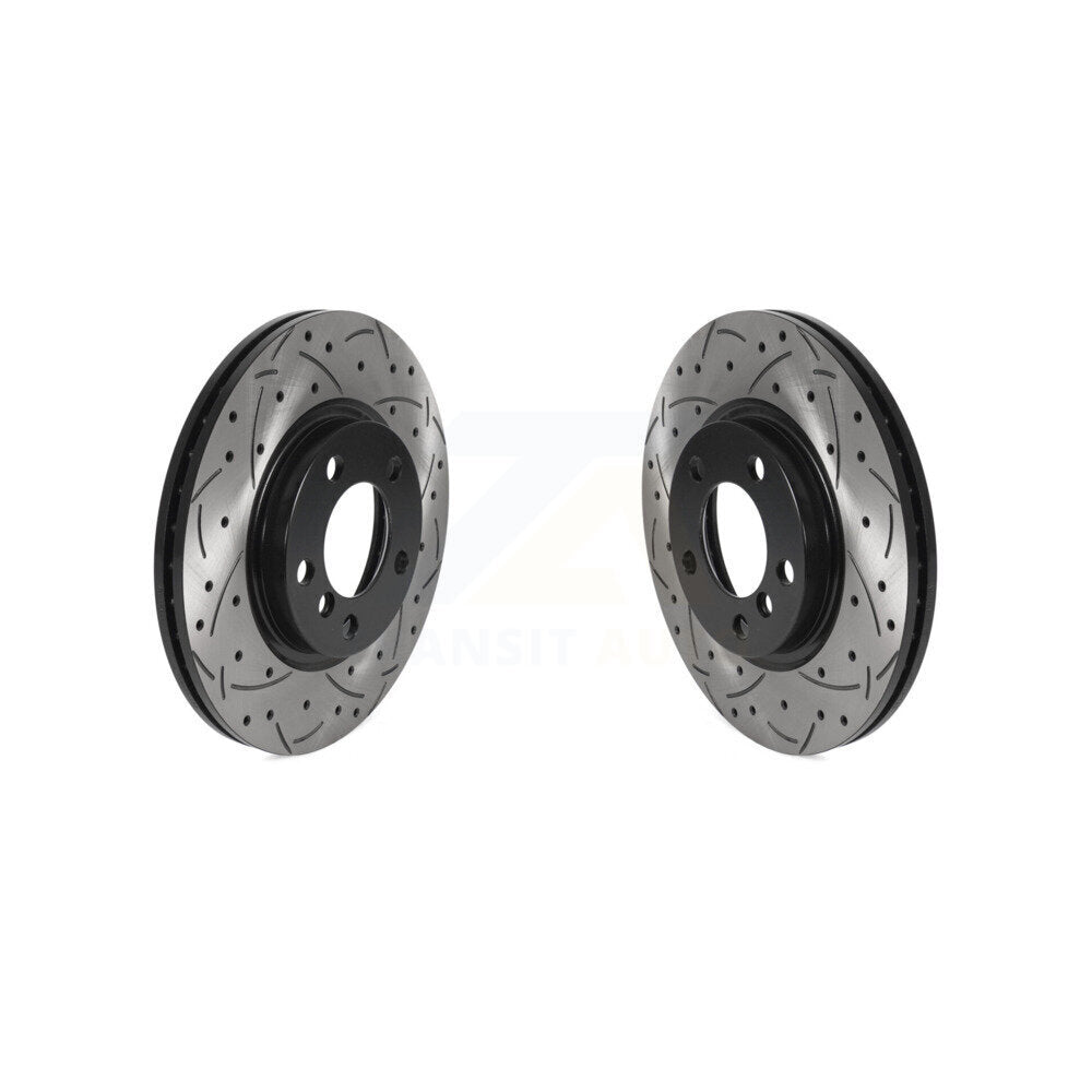 Coated Drill Slot Disc Brake Rotor Front Pair For Mini Cooper Countryman Paceman