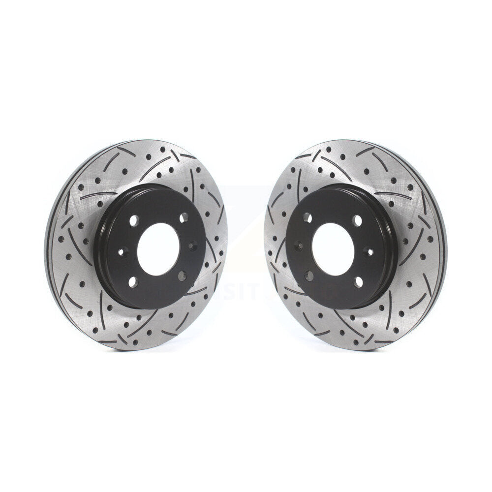 Coated Drilled Slotted Disc Brake Rotors Front Pair For Hyundai Accent Kia Rio