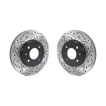 Coated Drilled Slotted Disc Brake Rotors Front Pair For Hyundai Accent Kia Rio