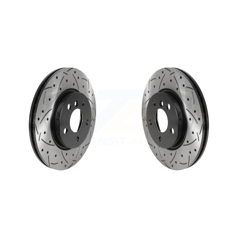 Coated Drilled Slotted Disc Brake Rotors Front Pair For Mini Cooper Clubman