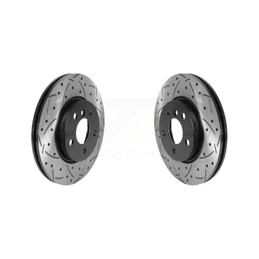 Coated Drilled Slotted Disc Brake Rotors Front Pair For Mini Cooper Clubman