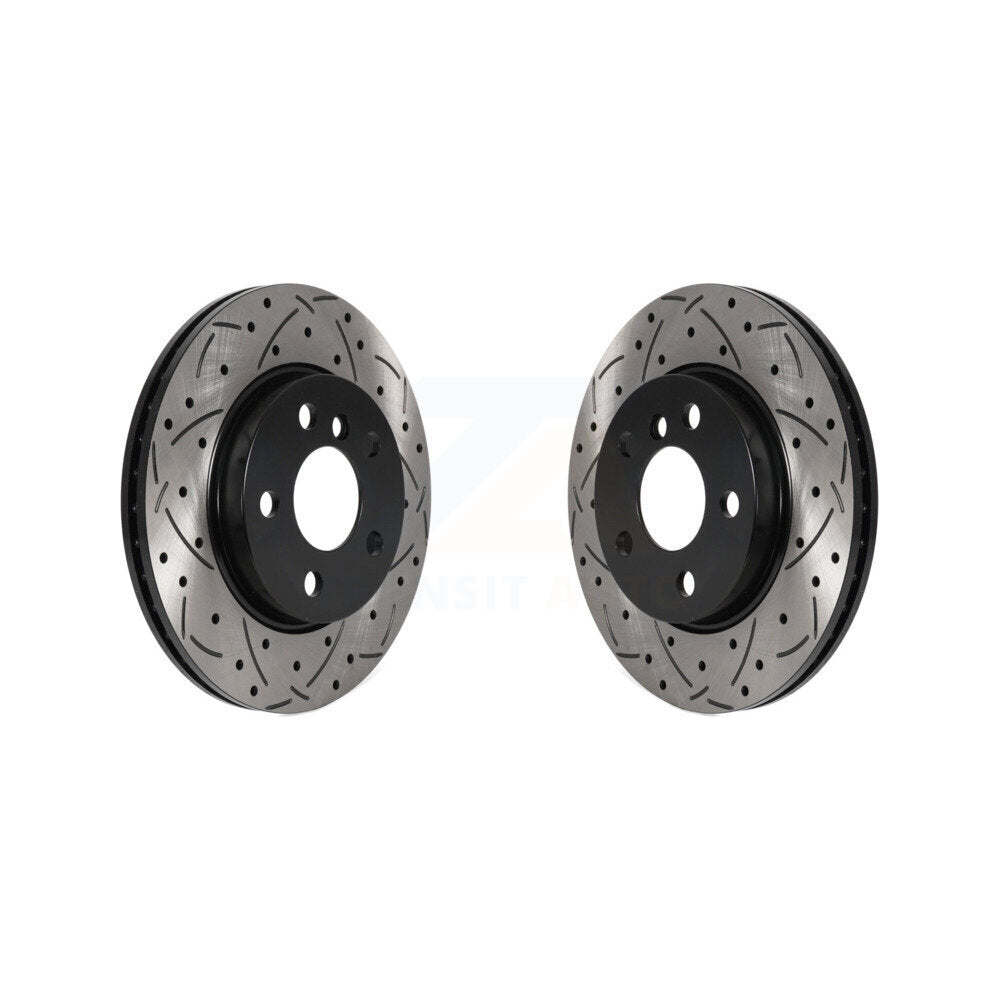 Coated Drilled Slotted Disc Brake Rotors Front Pair For Mini Cooper