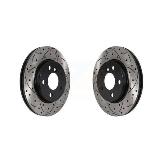 Coated Drilled Slotted Disc Brake Rotors Front Pair For Mini Cooper