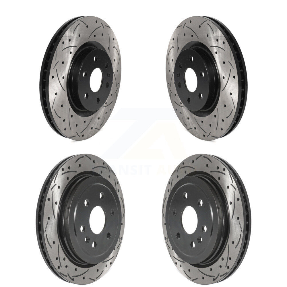 Coated Drilled Slot Disc Brake Rotors Front Rear Kit For Cadillac SRX Saab 9-4X