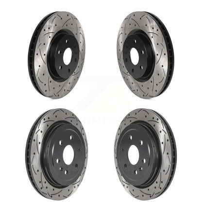Coated Drilled Slot Disc Brake Rotors Front Rear Kit For Cadillac SRX Saab 9-4X